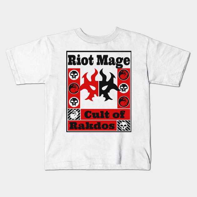Cult of Rakdos | Riot Mage | MTG Ravnica Guild Black & Red on White Design Kids T-Shirt by ChristophZombie
